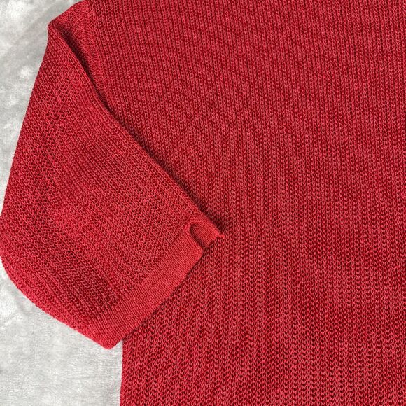 J.Jill Open‎ Knit Tunic Women’s PL Red Boat Neck Linen Blend 3/4 Sleeve (1072) - Picture 3 of 10